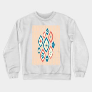 Atomic Age MCM Abstract Shapes and Stars in Blue, Peach, Coral Crewneck Sweatshirt